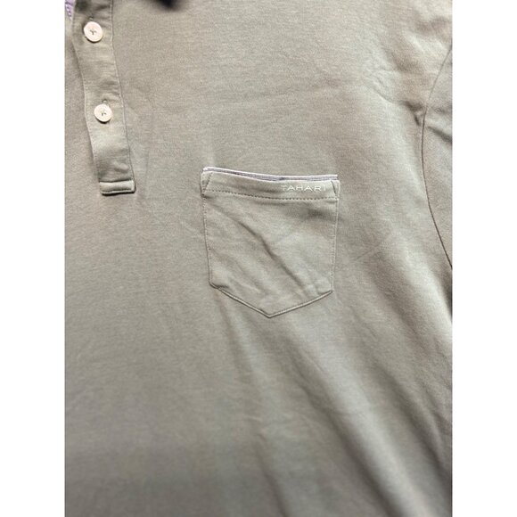 Tahari Men's Classic Polo Olive Green Short Sleeve Collar One Pocket Size XXL - Picture 2 of 9